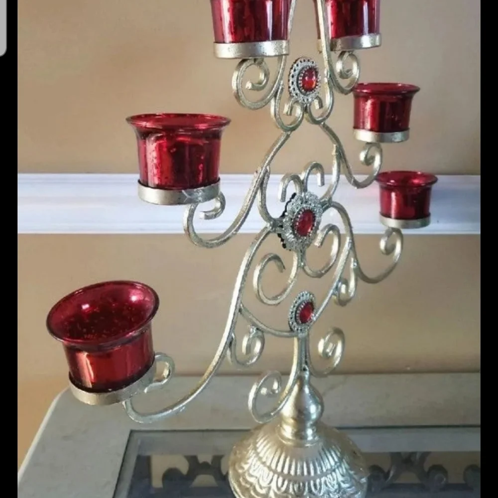 Golden Holiday Tea Light Candle Holder NWT